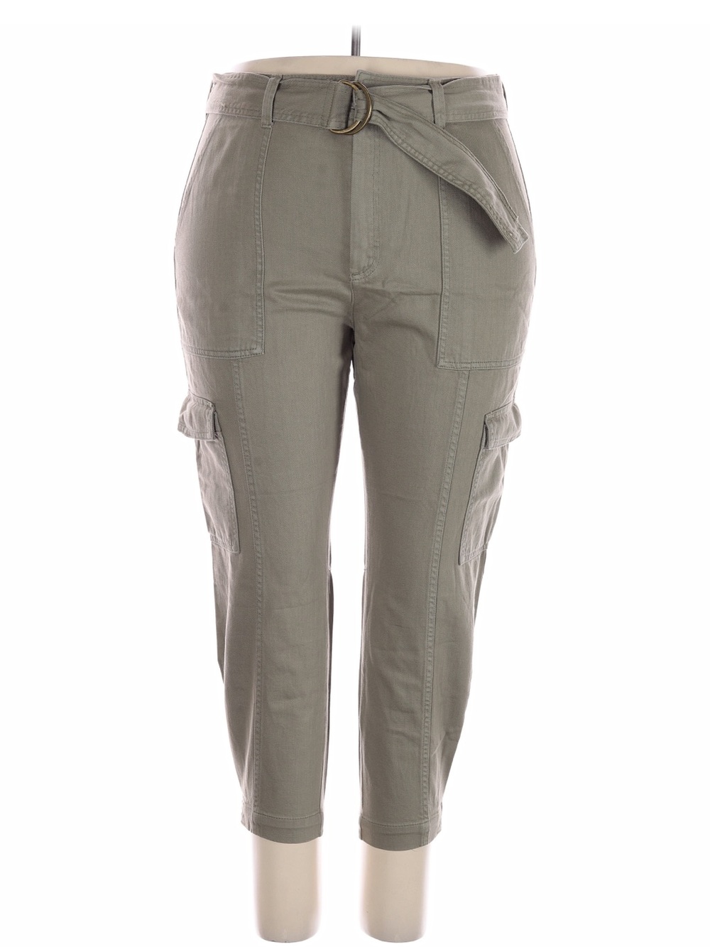 Banana Republic Factory Cropped Cargo Pants in Olive Green with Belt